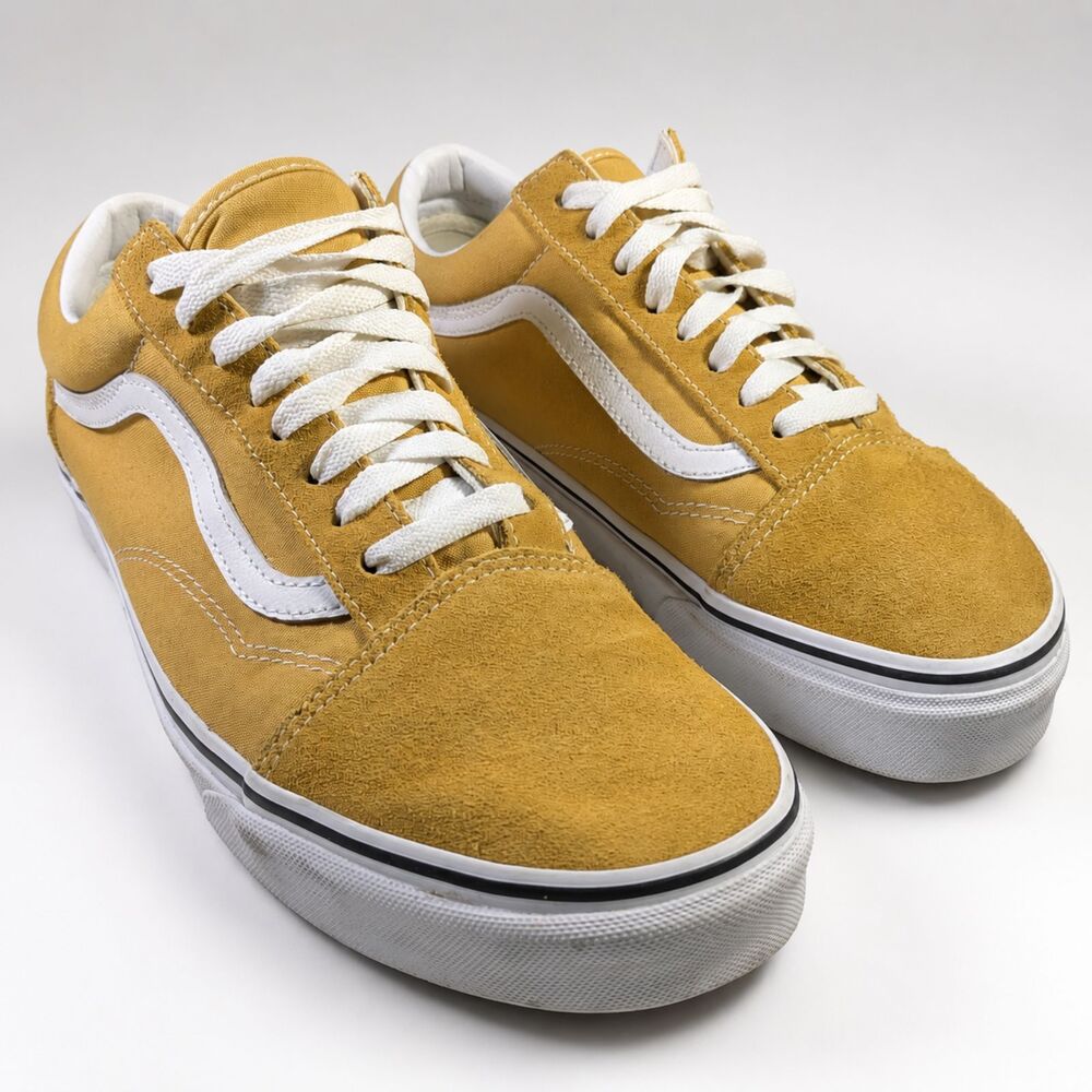 Vans Old Skool Men’s 10.5 Women's 12 Mustard Yellow White Low Top Sneakers